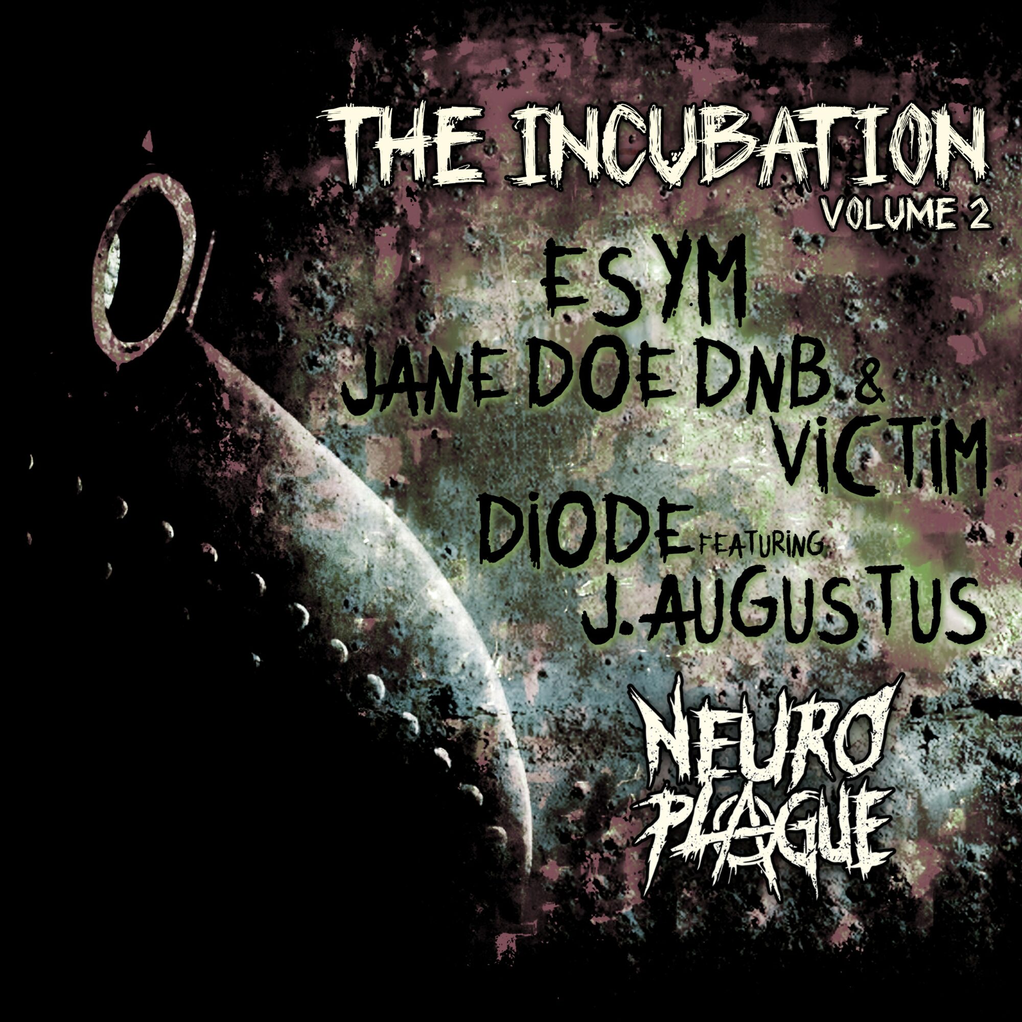 Album cover titled 'The Incubation Volume 2' with band names and artwork, featuring dark colors and abstract design.