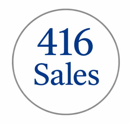 Circular logo with the number 416 and the word Sales inside, on a white background.