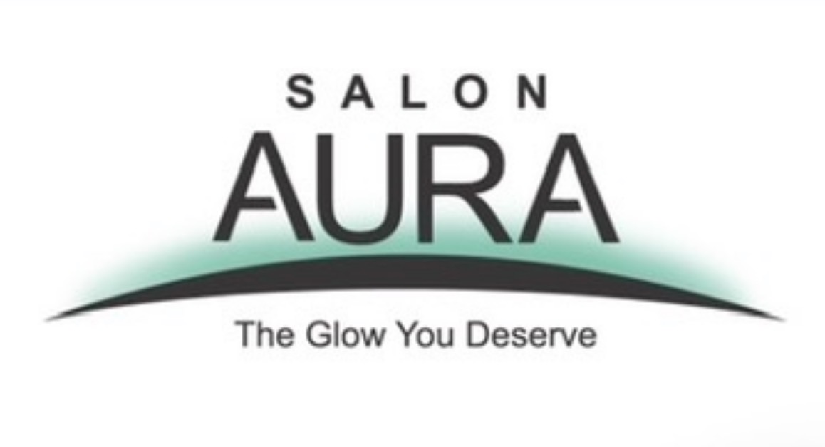 Salon Aura logo with tagline 'The Glow You Deserve'.