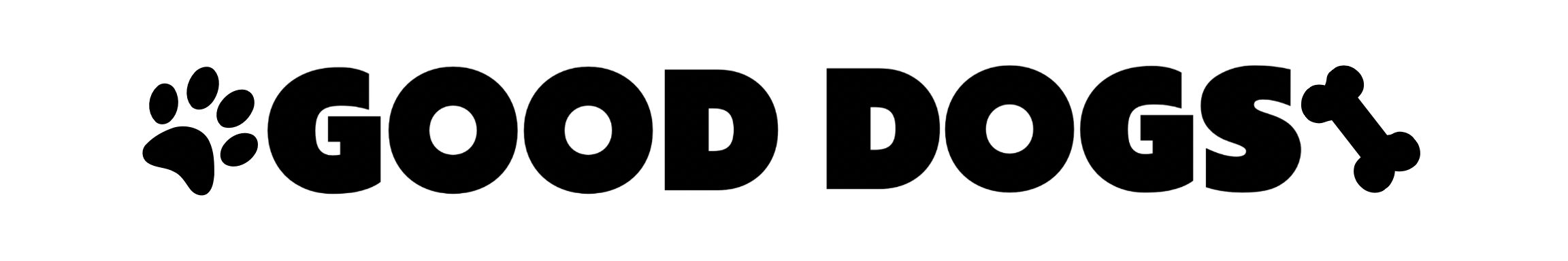 Text reads 'GOOD DOGS' with a paw print and a bone icon.