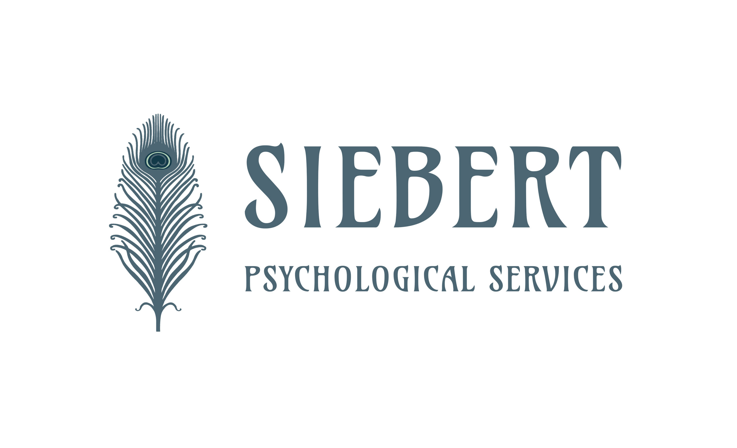 Logo with a peacock feather and text 'SIEBERT PSYCHOLOGICAL SERVICES'.