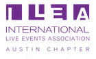 Purple logo with text for NLEA International Live Events Association Austin Chapter.