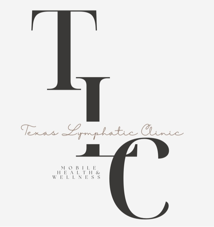 Logo with large stylized letters T, I, C, and text 'Texas Lymphatic Clinic' and 'Mobile Health & Wellness'.