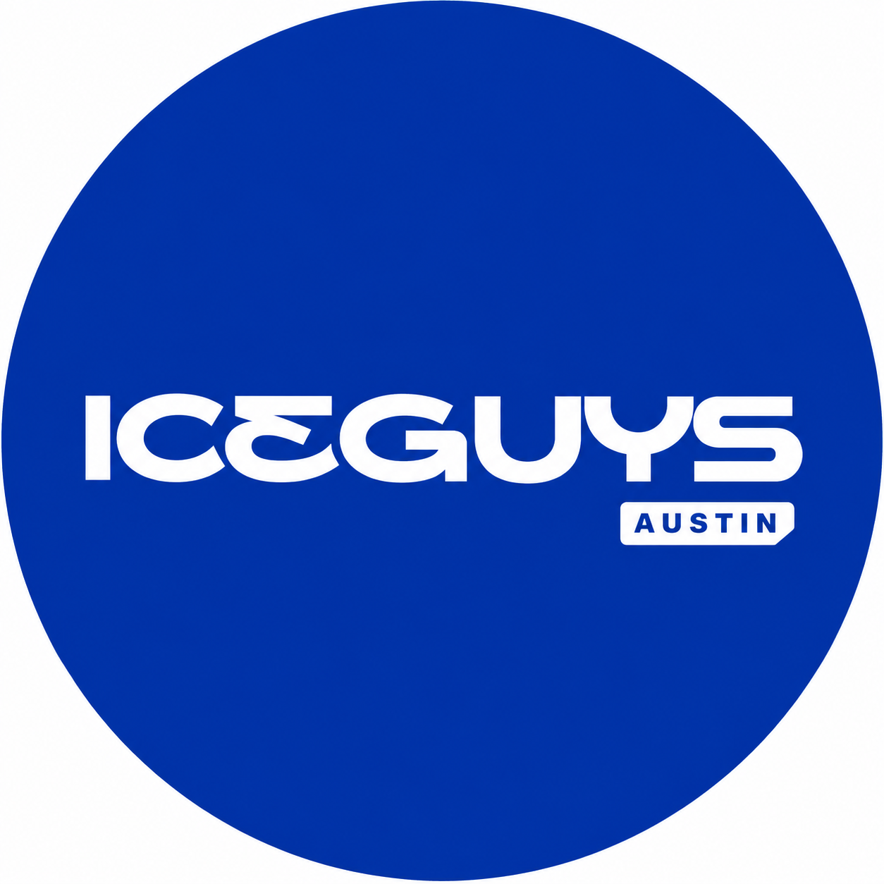 Blue circular logo with white text reading ICEGUYS AUSTIN.