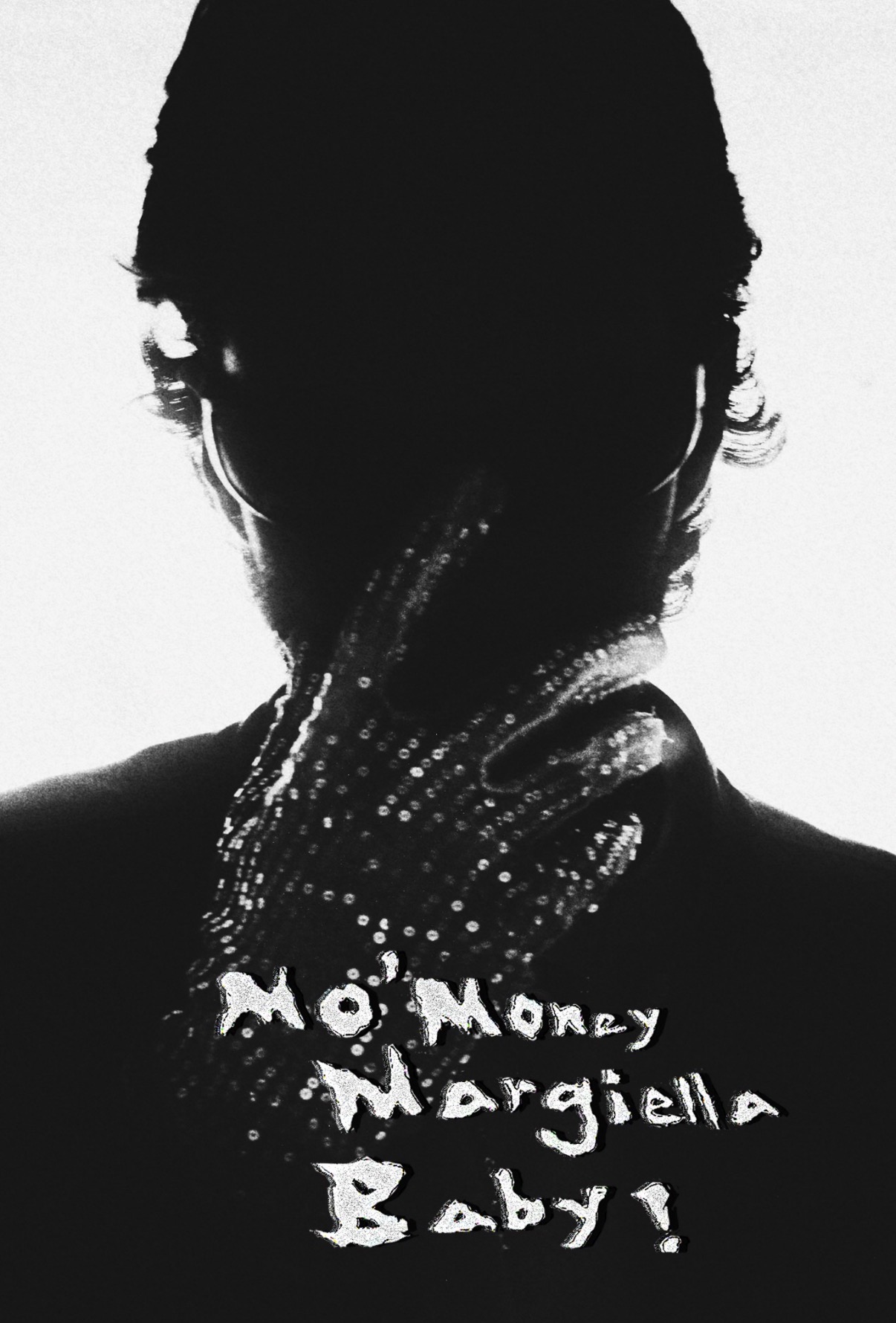 Silhouette of a person with hand on face, wearing glasses and a hat, in black and white.