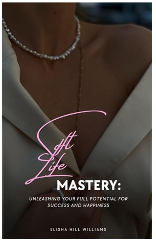 Book cover titled 'Self Life Mastery' with a woman wearing a pearl necklace and white clothing, text overlay.